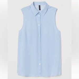 H&M blue & white viscose sleeveless blouse . Size 3Xs New